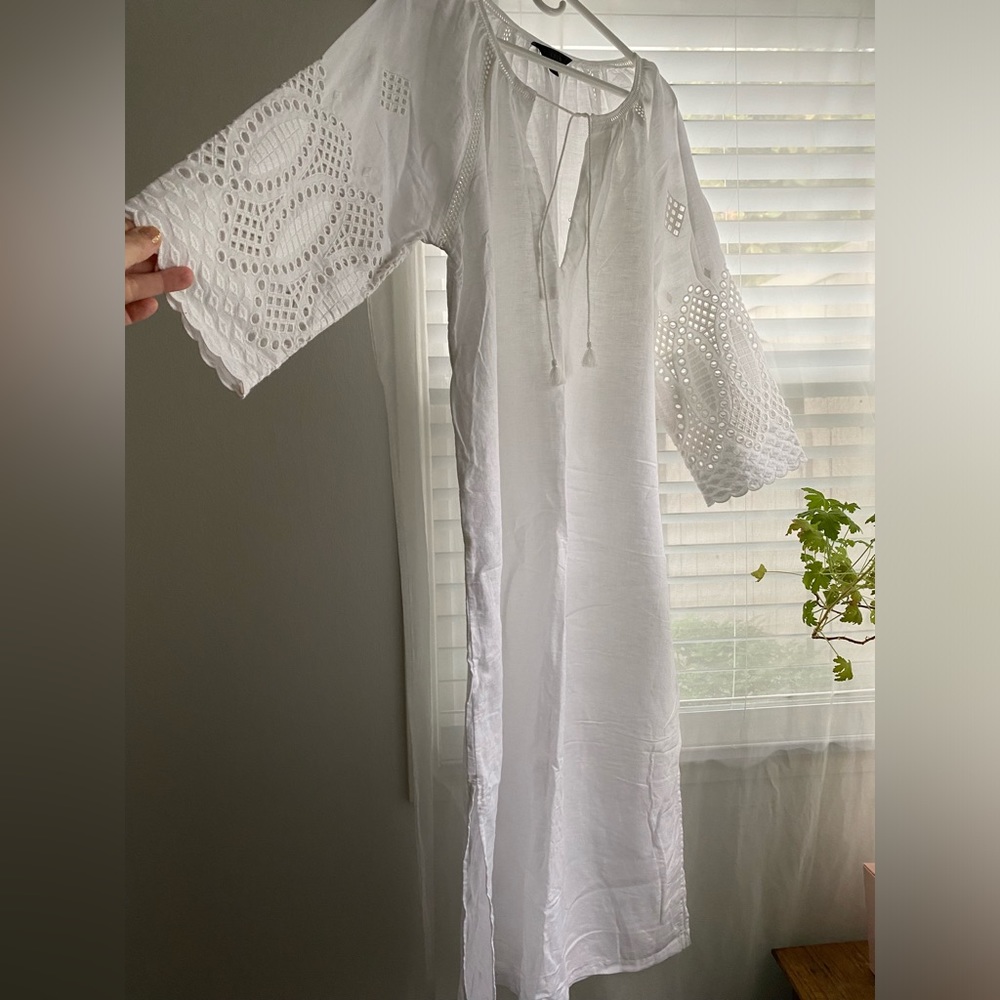 J Crew white embroidered kaftan  - check measurement photos as it is trim for XL